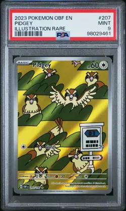 2023 POKEMON OBF EN-OBSIDIAN FLAMES ILLUSTRATION RARE #207 PIDGEY PSA 9 - Image 1
