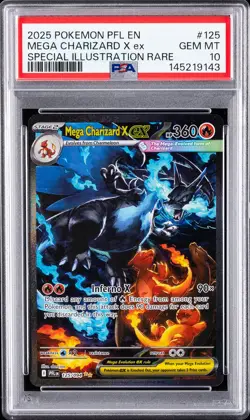 2025 POKEMON PFL EN-PHANTASMAL FLAMES #125 MEGA CHARIZARD X EX PSA 10 - Image 1