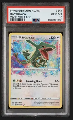 2020 Pokemon Vivid Voltage RAYQUAZA Amazing Rare 138/185 PSA 10 GEM MINT - Image 1