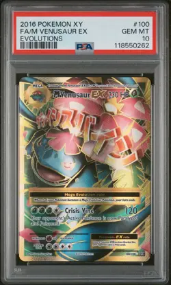 2016 POKEMON XY EVOLUTIONS #100 FULL ART MEGA VENUSAUR EX PSA 10 GEM MINT - Image 1