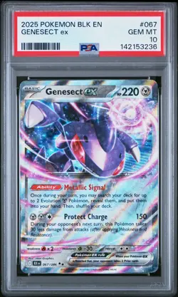 2025 POKEMON BLK EN-BLACK BOLT #067 GENESECT EX PSA 10 - Image 1