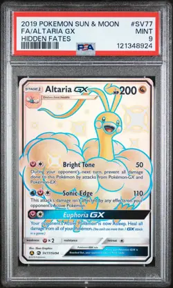 2019 POKEMON SUN & MOON HIDDEN FATES #SV77 FULL ART/ALTARIA GX PSA 9 - Image 1
