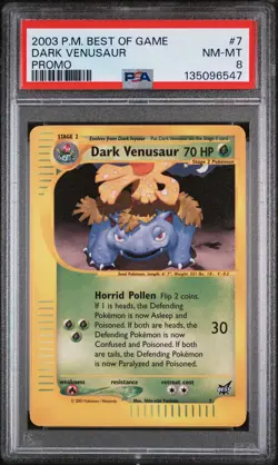 2003 POKEMON BEST OF GAME PROMO #7 DARK VENUSAUR PSA 8 - Image 1