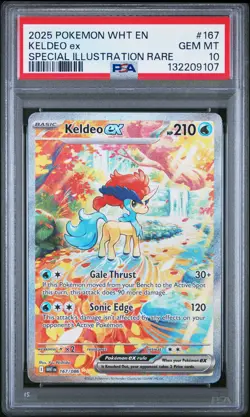 2025 POKEMON WHT EN-WHITE FLARE SPECIAL ILLUSTRATION RARE #167 KELDEO EX PSA 10 - Image 1