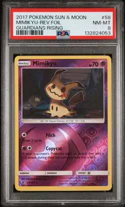 2017 POKEMON SUN & MOON GUARDIANS RISING #58 MIMIKYU-REVERSE FOIL PSA 8 - Image 1