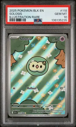 2025 POKEMON BLK EN-BLACK BOLT ILLUSTRATION RARE #118 SOLOSIS PSA 10 - Image 1