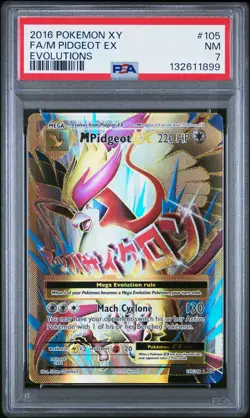 2016 POKEMON XY EVOLUTIONS #105 FULL ART/M PIDGEOT EX PSA 7 - Image 1