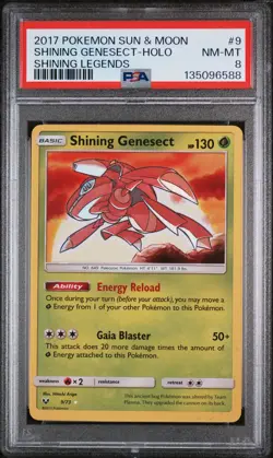 2017 POKEMON SUN & MOON SHINING LEGENDS #9 SHINING GENESECT-HOLO PSA 8 - Image 1