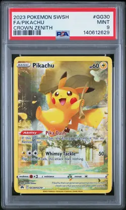2023 POKEMON SWORD & SHIELD CROWN ZENITH #GG30 FULL ART/PIKACHU PSA 9 - Image 1