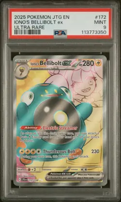 2025 POKEMON JTG EN-JOURNEY TOGETHER ULTRA RARE #172 IONO'S BELLIBOLT EX PSA 9 - Image 1