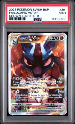 2023 POKEMON SWSH BLACK STAR PROMO #291 FULL ART/LUCARIO VSTAR PSA 9 - Image 1