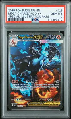 2025 POKEMON PFL SPECIAL ILLUSTRATION RARE #125 MEGA CHARIZARD X EX PSA 10 - Image 1