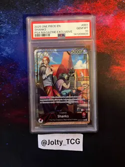 2025 ONE PIECE PROMOS PSA MAGAZINE EXCLUSIVE #001 SHANKS PSA 10 - Image 1