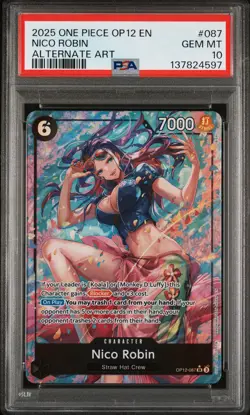 2025 ONE PIECE OP12-LEGACY OF THE MASTER ALTERNATE ART #087 NICO ROBIN PSA 10 - Image 1