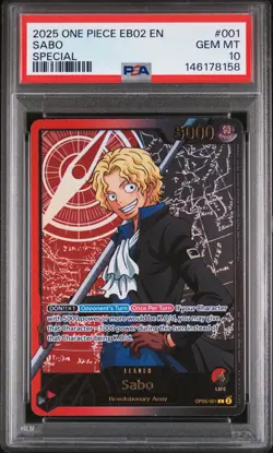 2025 ONE PIECE EB02-ANIME 25TH COLLECTION SPECIAL #001 SABO PSA 10 - Image 1