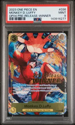2023 ONE PIECE PROMOS PRE-RELEASE-WINNER #036 MONKEY D. LUFFY PSA 9 - Image 1