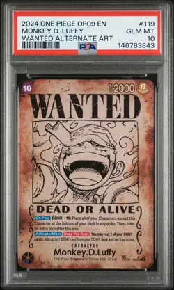 2024 ONE PIECE EMPERORS IN THE NEW WORLD WANTED ALT ART MONKEY D. LUFFY PSA 10 - Image 1