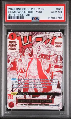 2025 ONE PIECE PRB02-ALTERNATE ART #020 COME ON!! WE'LL FIGHT YOU!! PSA 10 - Image 1