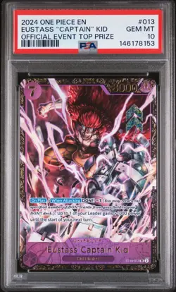 2024 ONE PIECE PROMOS OFFICIAL EVENT TOP PRIZE #013 EUSTASS "CAPTAIN" KID PSA 10 - Image 1
