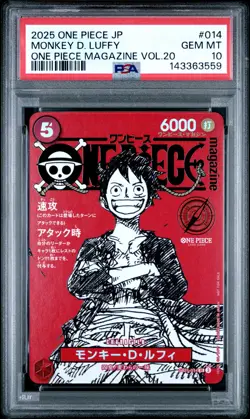 2025 ONE PIECE JAPANESE PROMOS MAGAZINE VOL.20 #014 MONKEY D. LUFFY PSA 10 - Image 1