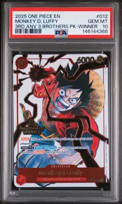 2025 ONE PIECE 3RD ANNIV TOURNAMENT 3 BROTHERS PACK WINNER MONKEY D LUFFY PSA 10 - Image 1