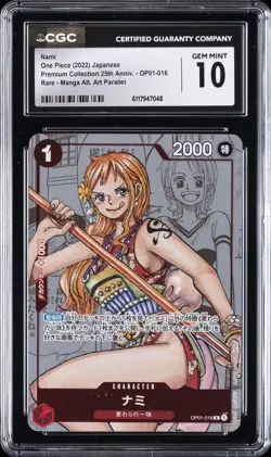 2022 ONE PIECE JAPANESE PREMIUM COLLECTION MANGA ALT ART #OP01-016 NAMI CGC 10 - Image 1