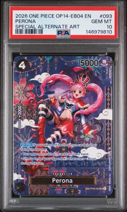 2026 ONE PIECE OP14-EB04-THE AZURE SEA'S SEVEN ALTERNATE ART #093 PERONA PSA 10 - Image 1