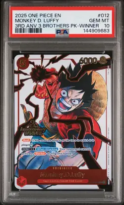 2025 ONE PIECE 3RD ANNIV TOURNAMENT 3 BROTHERS PACK WINNER MONKEY D LUFFY PSA 10 - Image 1
