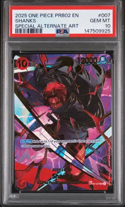 2025 ONE PIECE PRB02-PREMIUM BOOSTER SPECIAL ALTERNATE ART #007 SHANKS PSA 10 - Image 1