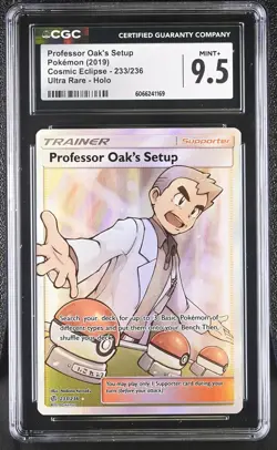 CGC 9.5 Professor Oak's Setup Cosmic Eclipse 233/236 Ultra Rare Pokemon Card - Image 1