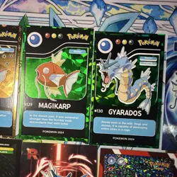 12 Holo Non-TCG GYARADOS Magikarp Pokemon Cards Stickers Different Sets Fan Art - Image 3