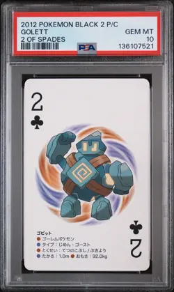 2012 POKEMON BLACK 2 PLAYING CARDS 2 OF SPADES GOLETT PSA 10 - Image 1