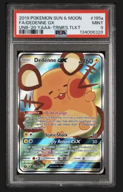 2019 Pokemon Sun & Moon Unbroken Bonds Dedenne GX Promos #195a/214 PSA 9 - Image 1
