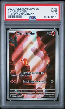 2023 POKEMON MEW EN-151 ILLUSTRATION RARE #168 CHARMANDER PSA 9 - Image 1