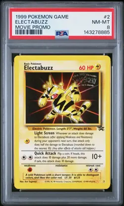 1999 POKEMON GAME MOVIE PROMO #2 ELECTABUZZ PSA 8 - Image 1