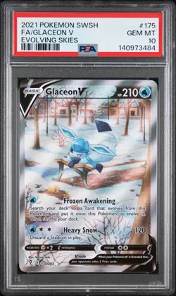 2021 POKEMON SWORD & SHIELD EVOLVING SKIES #175 FULL ART/GLACEON V PSA 10 - Image 1