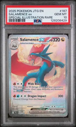2025 POKEMON JOURNEY TOGETHER SPECIAL ILLUSTRATION RARE #187 SALAMENCE EX PSA 10 - Image 1