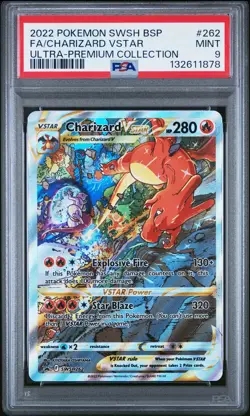 2022 POKEMON SWSH BLACK STAR PROMO #262 FULL ART/CHARIZARD VSTAR PSA 9 - Image 1