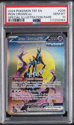 2024 POKEMON TEMPORAL FORCES SPECIAL ILLUSTRATION RARE #206 IRON CROWN EX PSA 10 - Image 1