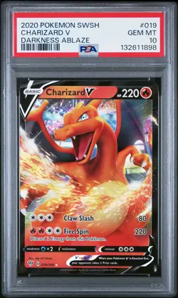 2020 POKEMON SWORD & SHIELD DARKNESS ABLAZE #019 CHARIZARD V PSA 10 - Image 1
