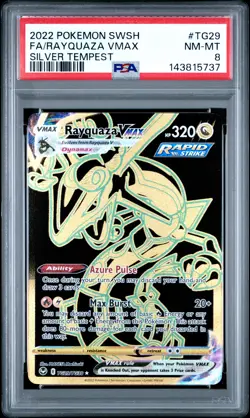 2022 POKEMON SWORD & SHIELD SILVER TEMPEST #TG29 FULL ART/RAYQUAZA VMAX PSA 8 - Image 1
