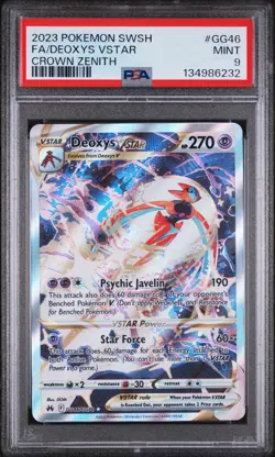 2023 POKEMON SWORD & SHIELD CROWN ZENITH #GG46 FULL ART/DEOXYS VSTAR PSA 9 - Image 1