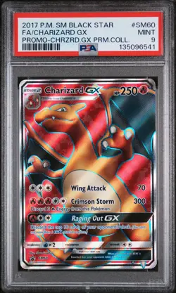 2017 POKEMON SM BLACK STAR PROMO #SM60 FULL ART/CHARIZARD GX PSA 9 - Image 1