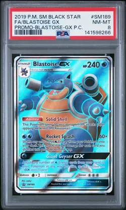 2019 POKEMON SM BLACK STAR PROMO #SM189 FULL ART/BLASTOISE GX PSA 8 - Image 1