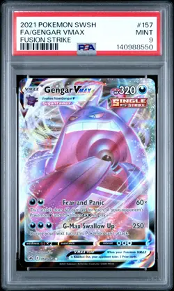 2021 POKEMON SWORD & SHIELD FUSION STRIKE #157 FULL ART/GENGAR VMAX PSA 9 - Image 1