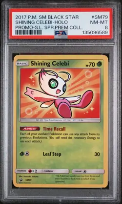 2017 POKEMON SM BLACK STAR PROMO #SM79 SHINING CELEBI-HOLO PSA 8 - Image 1