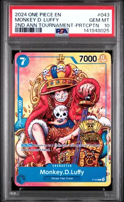 2024 ONE PIECE PROMOS 2ND ANNIV TOURNAMENT-PARTICIPATION MONKEY D. LUFFY PSA 10 - Image 1