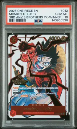 2025 ONE PIECE 3RD ANNIV TOURNAMENT 3 BROTHERS PACK WINNER MONKEY D LUFFY PSA 10 - Image 1