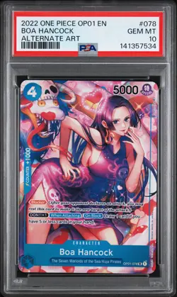 2022 ONE PIECE OP01-ROMANCE DAWN ALTERNATE ART #078 BOA HANCOCK PSA 10 - Image 1
