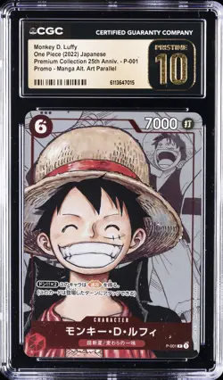 2022 ONE PIECE JPN MANGA ALTERNATE ART #P-001 MONKEY D. LUFFY CGC 10 PRISTINE - Image 1
